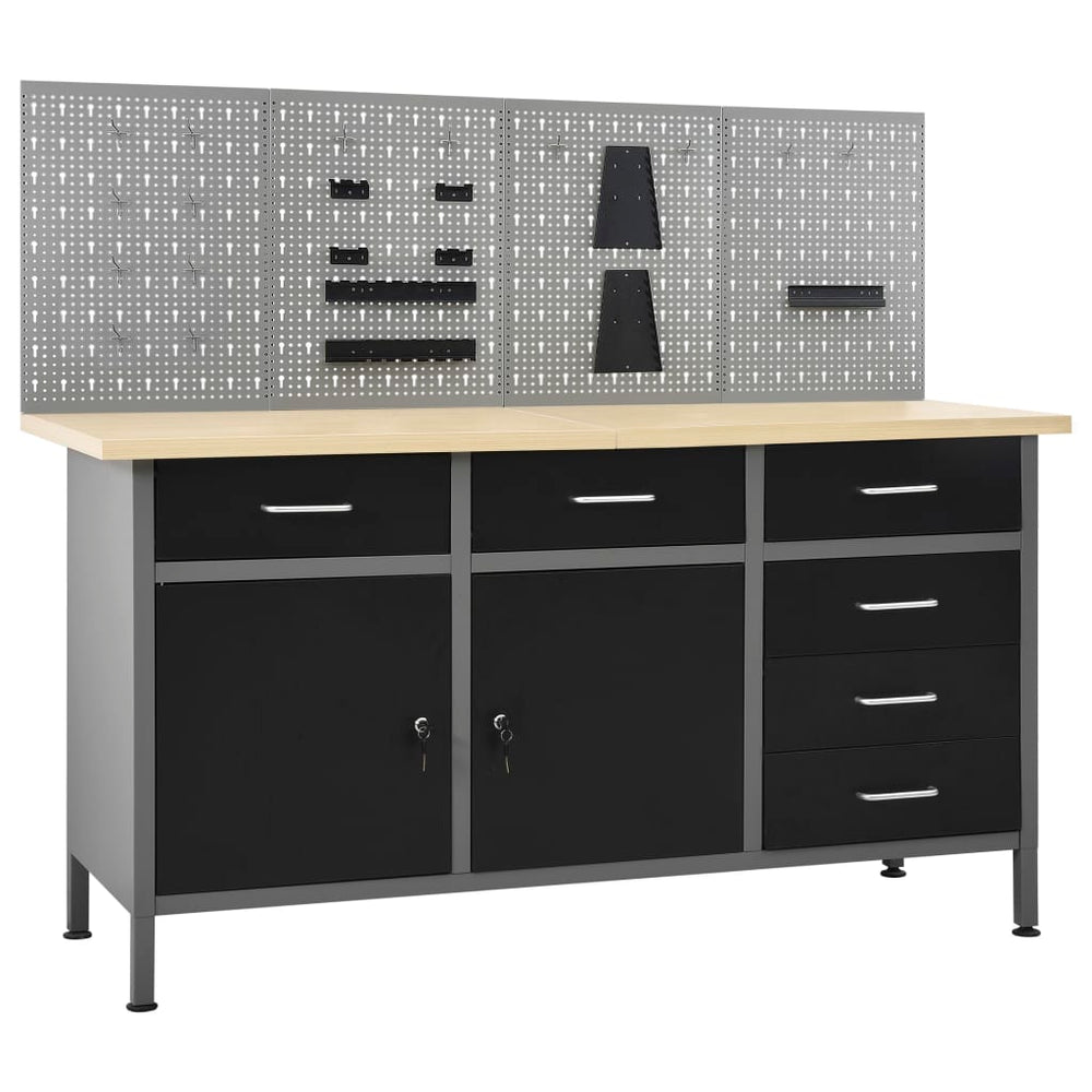 vidaXL Workbench with 4 Tool Walls