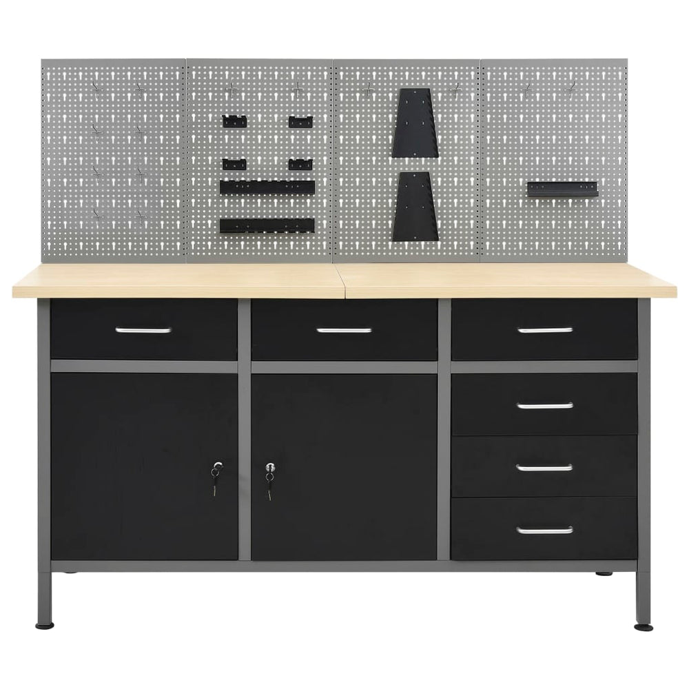 vidaXL Workbench with 4 Tool Walls