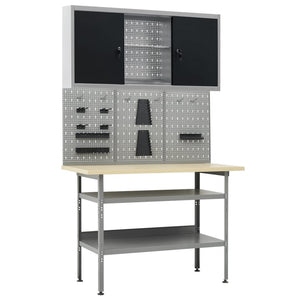 vidaXL Workbench with 3 Tool Walls and 1 Wall Cabinet