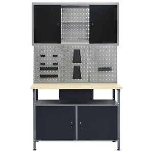 vidaXL Workbench with 3 Tool Walls and 1 Wall Cabinet