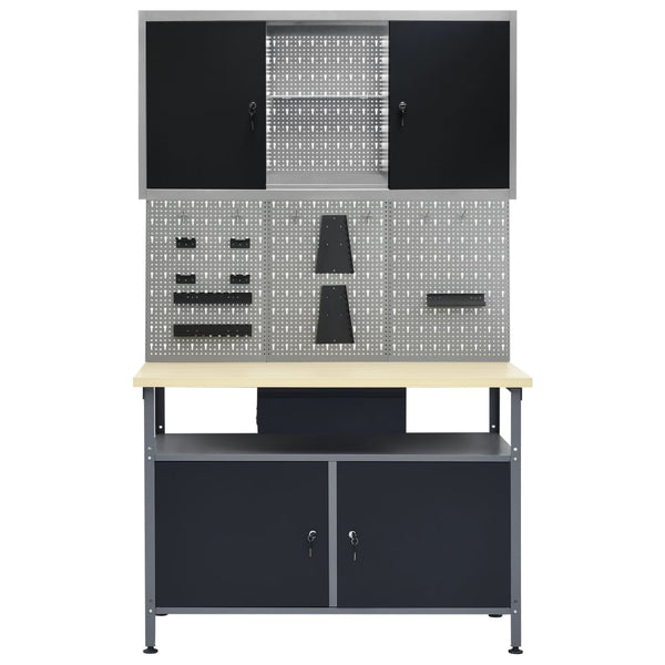 vidaXL Workbench with 3 Tool Walls and 1 Wall Cabinet
