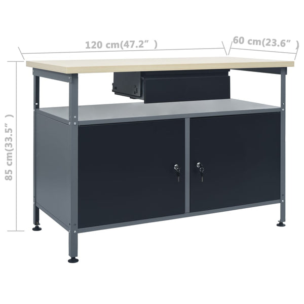 vidaXL Workbench with 3 Tool Walls and 1 Wall Cabinet
