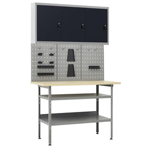 vidaXL Workbench with 3 Tool Walls and 1 Wall Cabinet