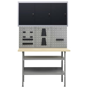 vidaXL Workbench with 3 Tool Walls and 1 Wall Cabinet