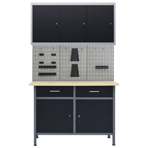 vidaXL Workbench with 3 Tool Walls and 1 Wall Cabinet