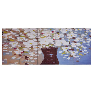 vidaXL Canvas Print Set Flowers in Vase Multicolour 150x60 cm