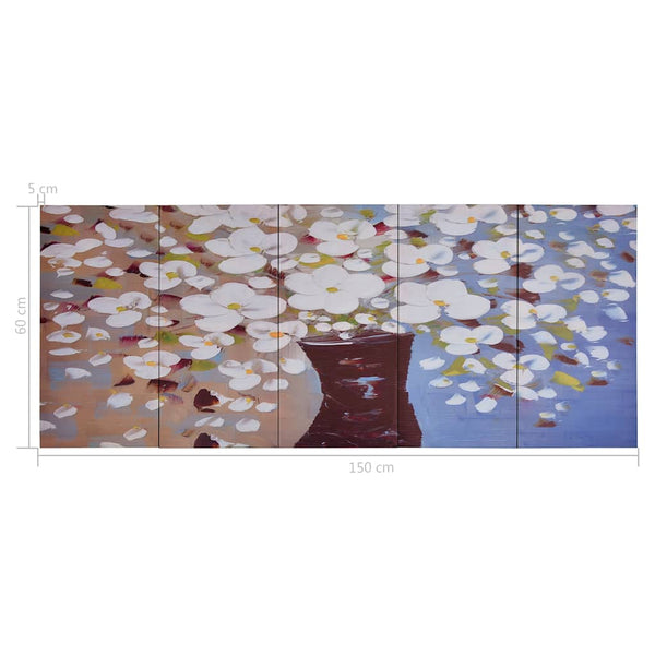 vidaXL Canvas Print Set Flowers in Vase Multicolour 150x60 cm