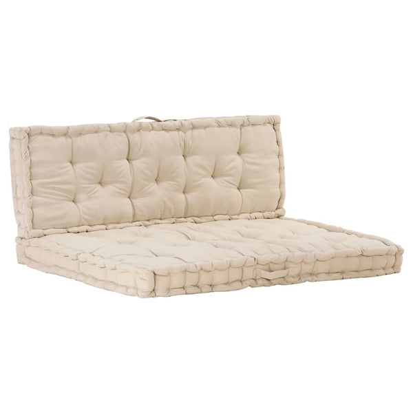 vidaXL Pallet Cushions 2 pcs. Cotton Beige