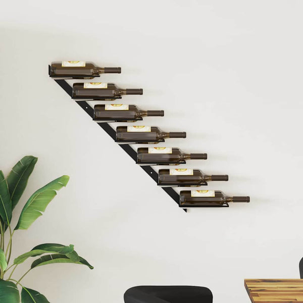 vidaXL Wall-Mounted Wine Rack for 7 Bottles Black Metal