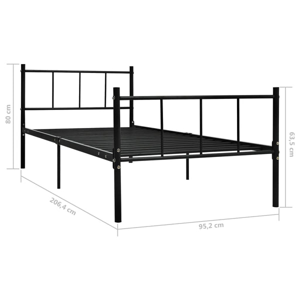 vidaXL Bed Frame Black Metal 90x200 cm