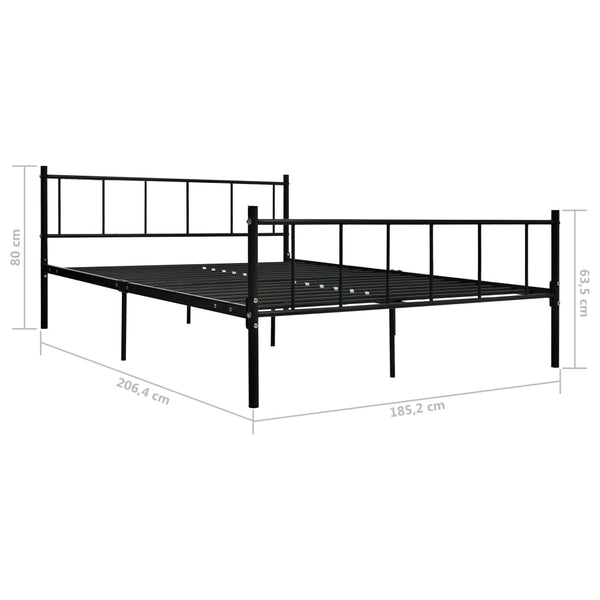 vidaXL Bed Frame Black Metal 180x200 cm