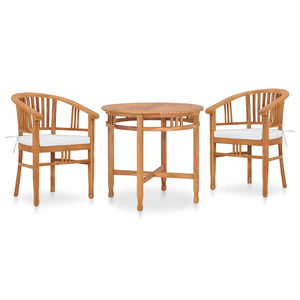 vidaXL 3-Piece Garden Dining Set with Seat Cushions Solid Teak Wood
