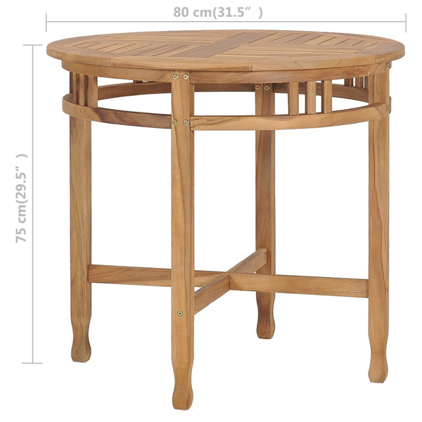 vidaXL 3-Piece Garden Dining Set with Seat Cushions Solid Teak Wood