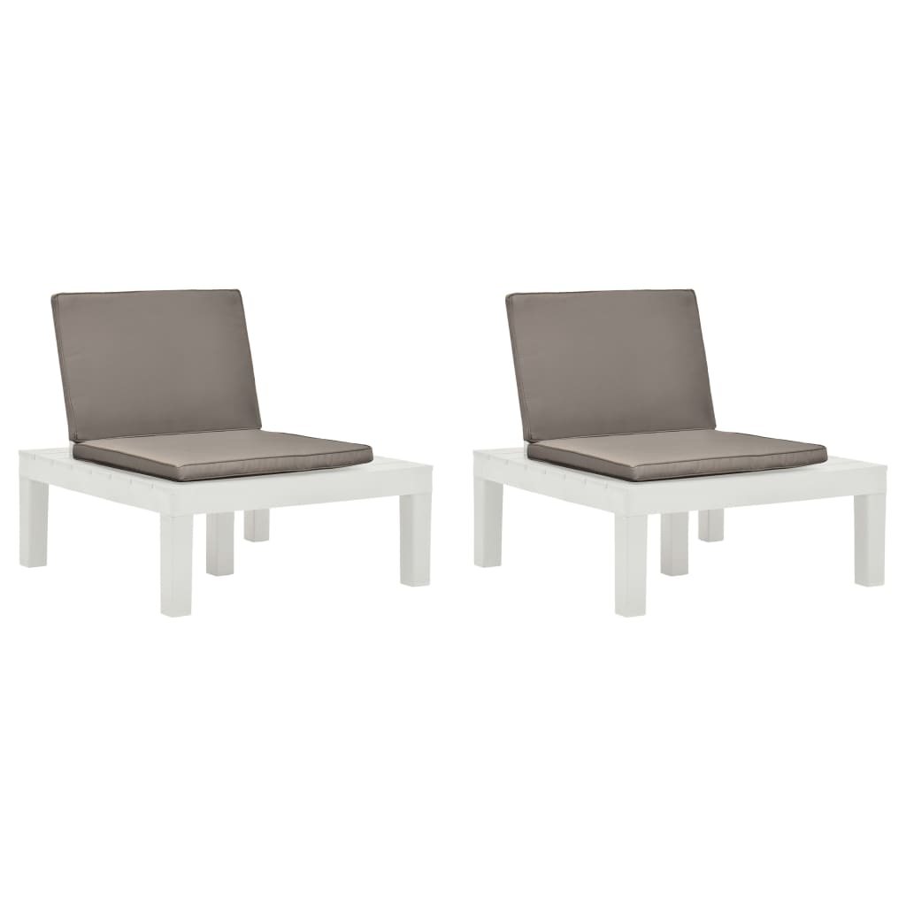 vidaXL Garden Chairs with Cushions 2 pcs. Plastic White