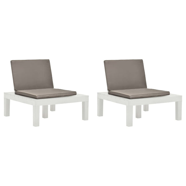 vidaXL Garden Chairs with Cushions 2 pcs. Plastic White
