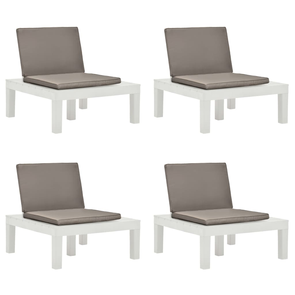 vidaXL Garden Chairs with Cushions 4 pcs. Plastic White