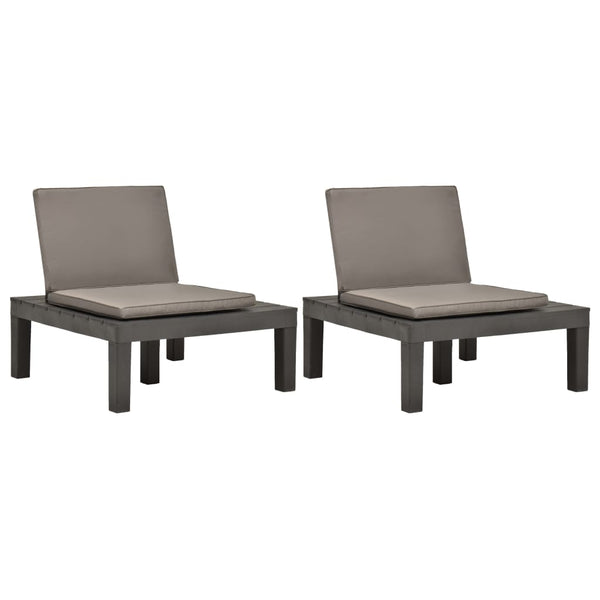 vidaXL Garden Chairs with Cushions 2 pcs Plastic Anthracite