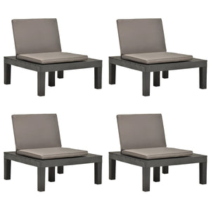 vidaXL Garden Chairs with Cushions 4 pcs. Plastic Anthracite