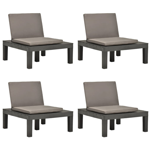 vidaXL Garden Chairs with Cushions 4 pcs. Plastic Anthracite