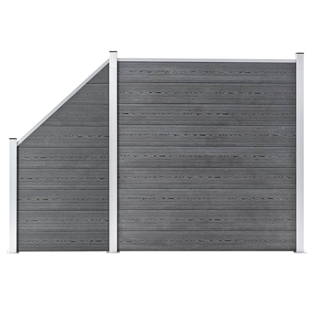 vidaXL WPC Fence Set 1 Square + 1 Sloped 273x186 cm Grey
