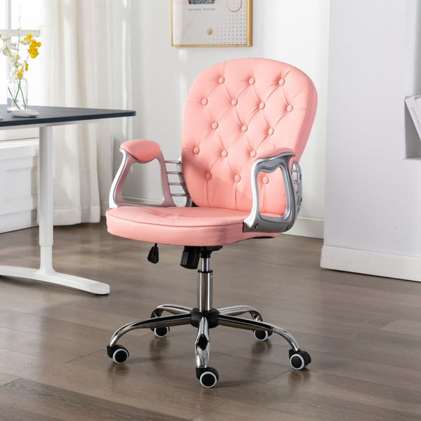vidaXL Office Swivel Chair Pink Faux Leather