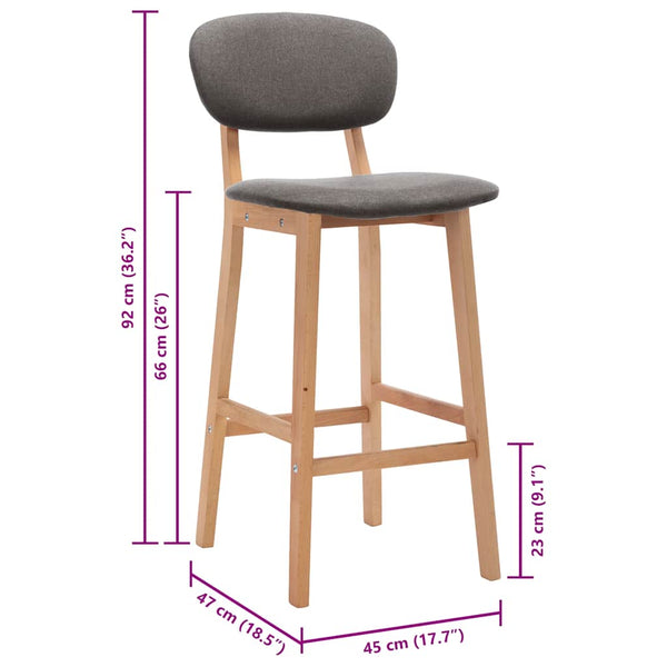 vidaXL Bar Stools 2 pcs Light Gray Fabric
