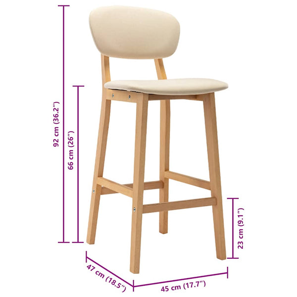 vidaXL Bar Stools 2 pcs Cream Fabric