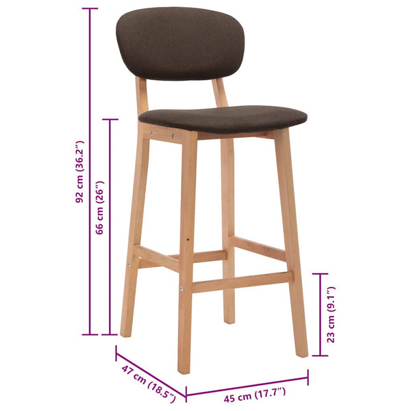vidaXL Bar Stools 2 pcs Brown Fabric