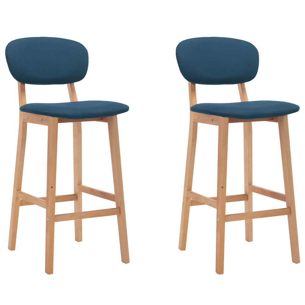 vidaXL Bar Stools 2 pcs Blue Fabric