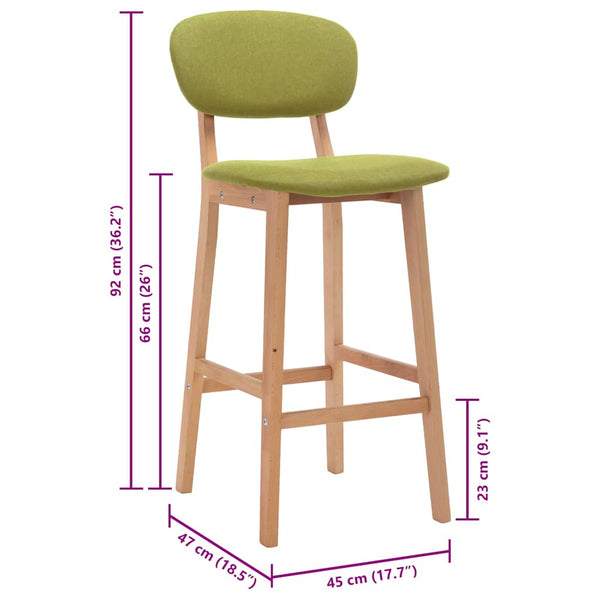 vidaXL Bar Stools 2 pcs Green Fabric