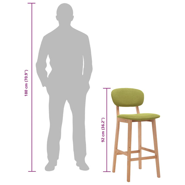 vidaXL Bar Stools 2 pcs Green Fabric
