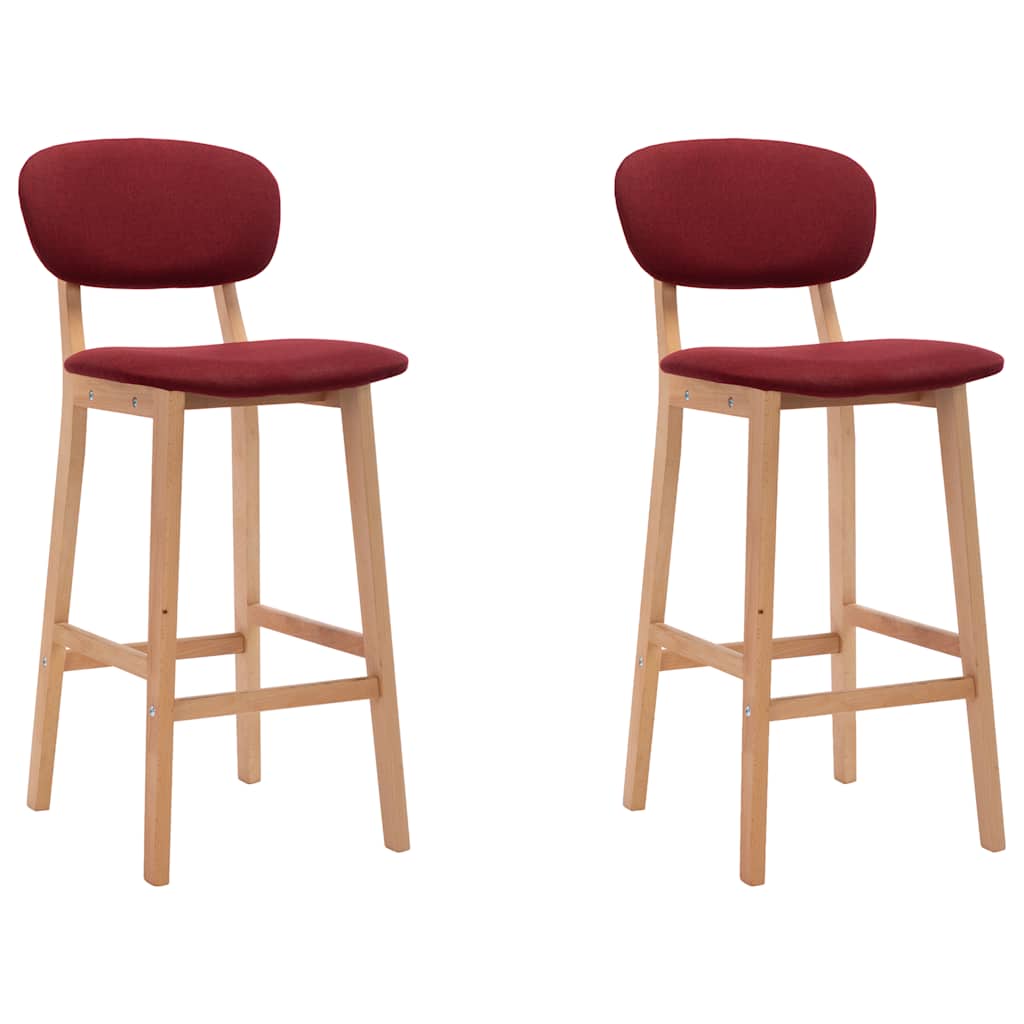 vidaXL Bar Stools 2 pcs. Wine Red Fabric