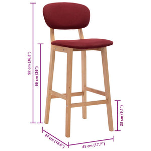 vidaXL Bar Stools 2 pcs. Wine Red Fabric