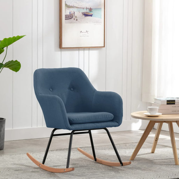vidaXL Rocking Chair Blue Fabric