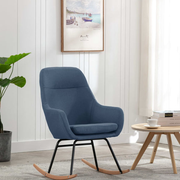 vidaXL Rocking Chair Blue Fabric