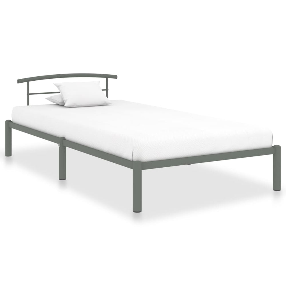 vidaXL Bed Frame Grey Metal 90x200 cm