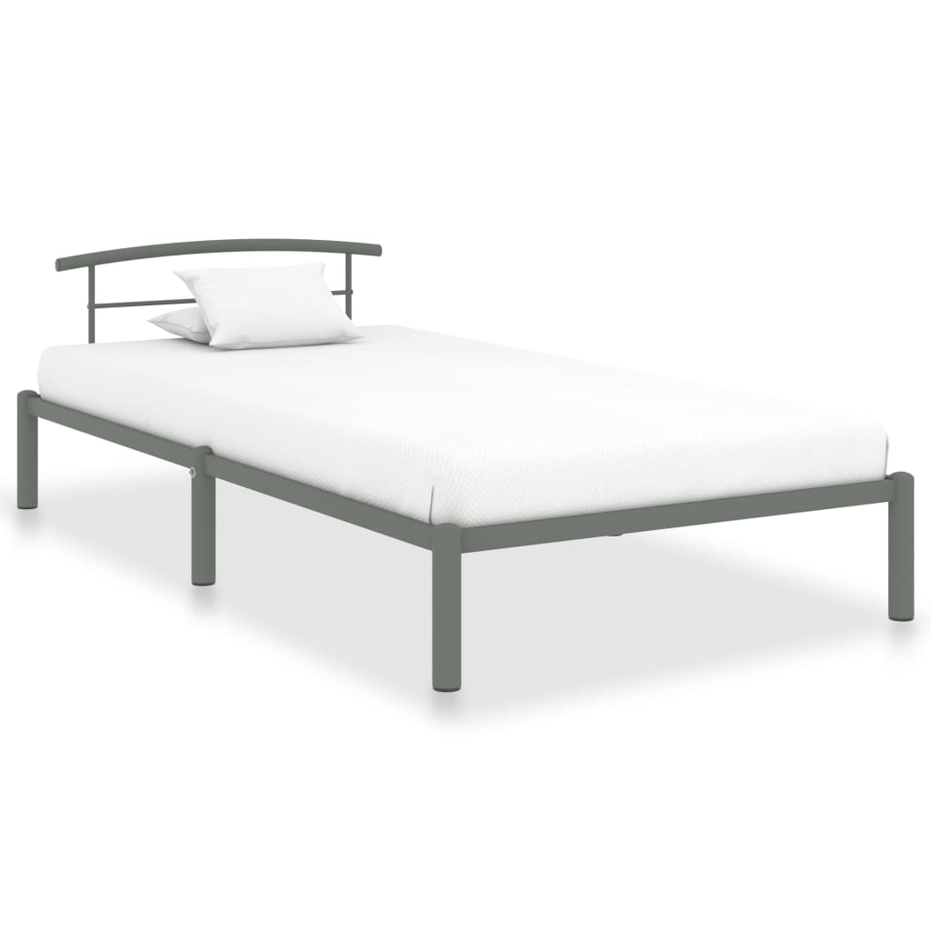 vidaXL Bed Frame Grey Metal 90x200 cm