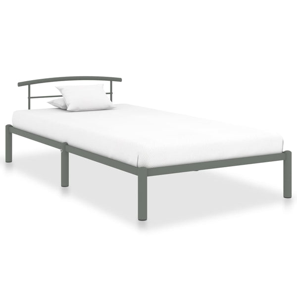 vidaXL Bed Frame Grey Metal 90x200 cm