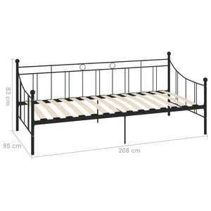 vidaXL Day Bed Frame Black Metal 90x200 cm