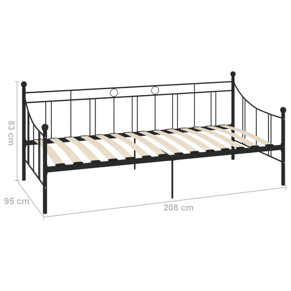 vidaXL Day Bed Frame Black Metal 90x200 cm