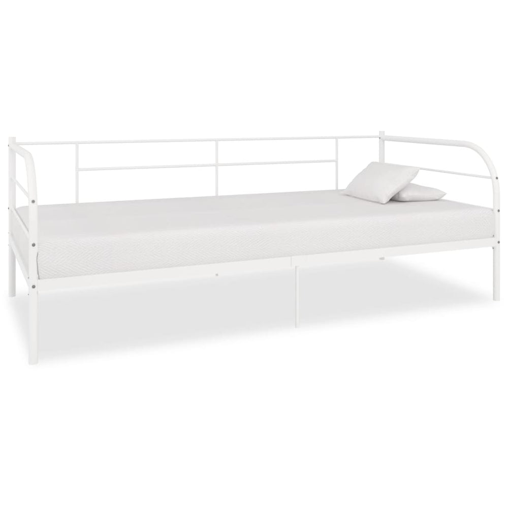 vidaXL Day Bed Frame White Metal 90x200 cm