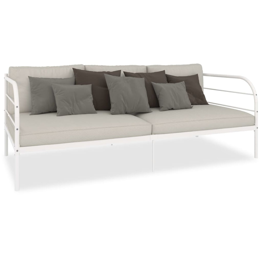vidaXL Day Bed Frame White Metal 90x200 cm