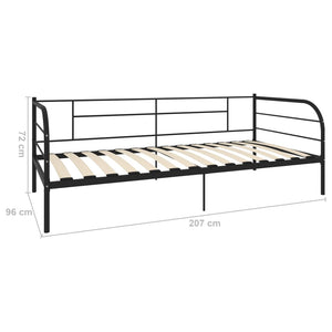 vidaXL Day Bed Frame Black Metal 90x200 cm