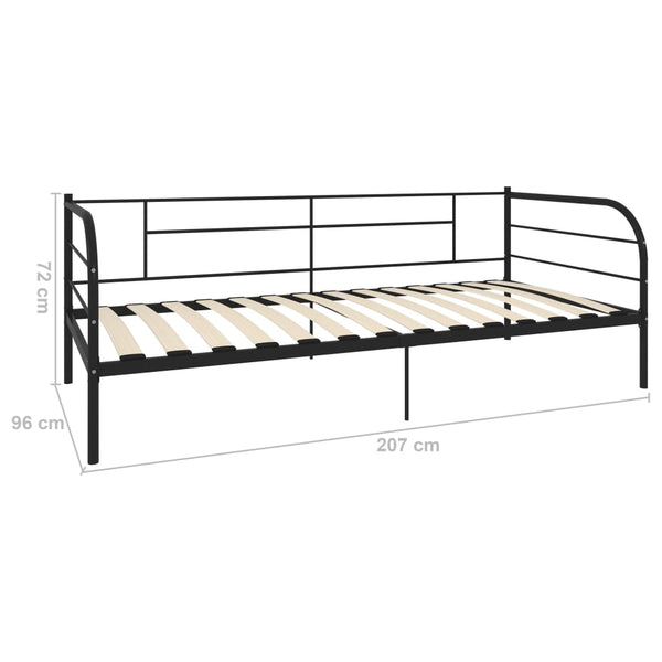 vidaXL Day Bed Frame Black Metal 90x200 cm