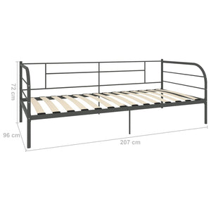 vidaXL Daybed Frame Grey Metal 90x200 cm