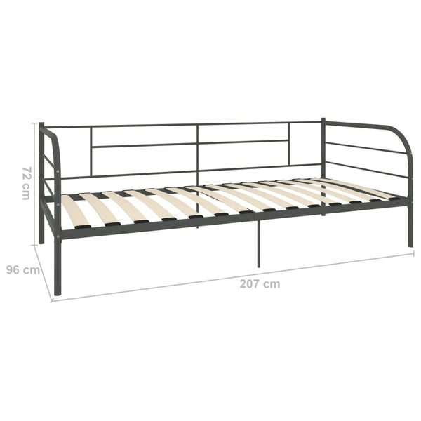 vidaXL Daybed Frame Grey Metal 90x200 cm