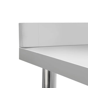 vidaXL Kitchen Work Table with Upstand 120×60×120 cm Stainless Steel