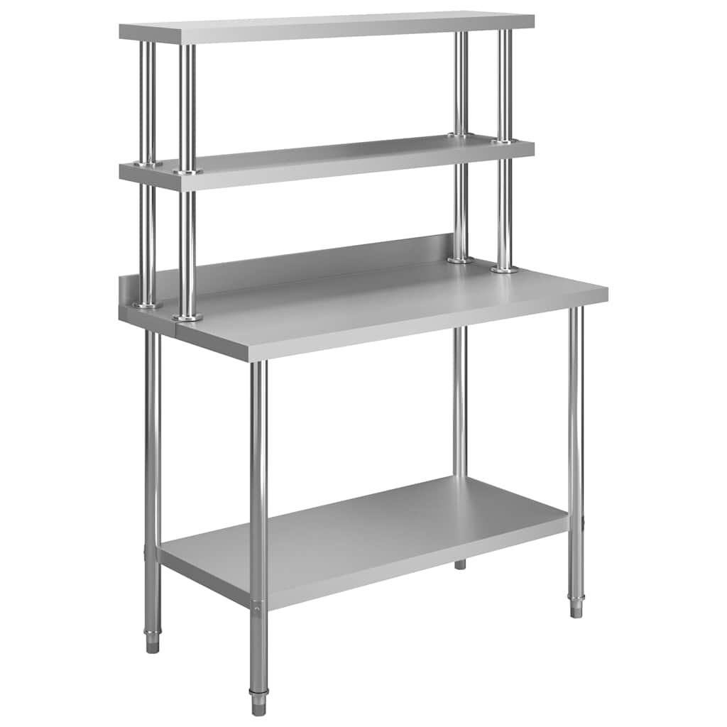 vidaXL Kitchen Work Table with Upstand 120x60x93 cm Stainless Steel