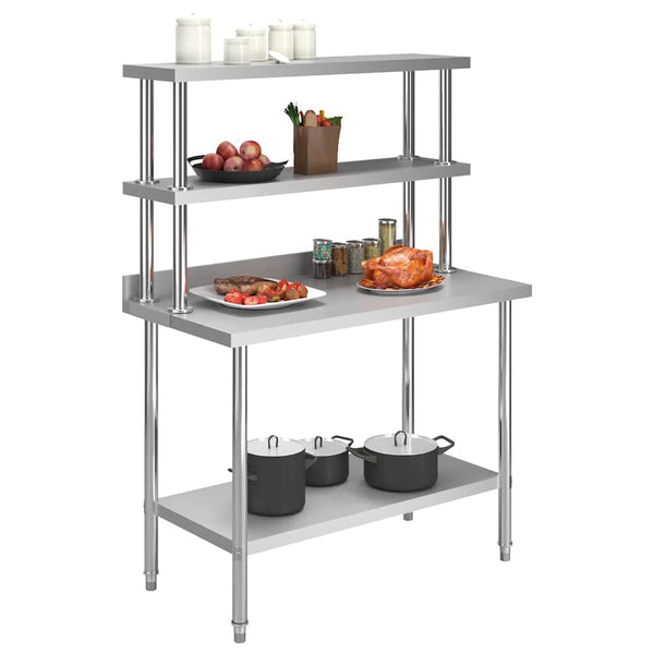 vidaXL Kitchen Work Table with Upstand 120x60x93 cm Stainless Steel