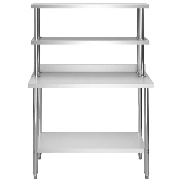 vidaXL Kitchen Work Table with Upstand 120x60x93 cm Stainless Steel
